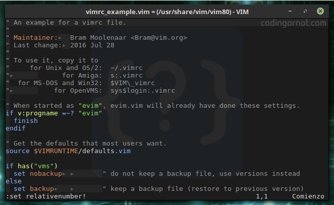 Archivo vimrc_example.vim (Vim 8.0)